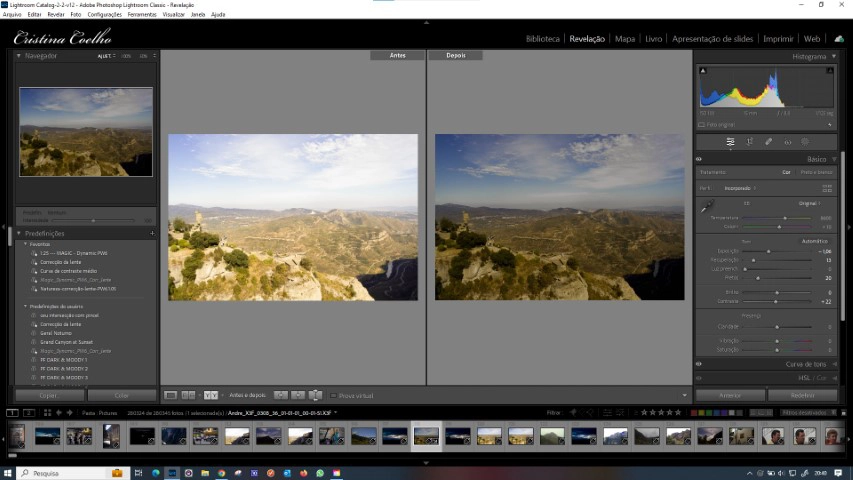 A screenshot showcasing Lightroom's classic interface featuring a breathtaking view of a mountain.